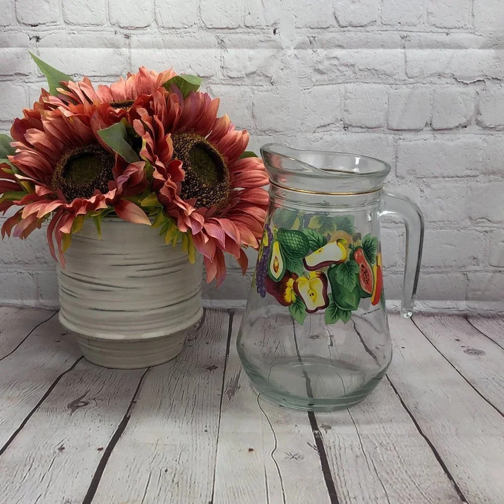 vintage KMC pitcher with fruit cottagecore